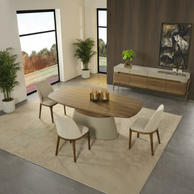 Complete eethoek eetgroep eettafel set 8-delig eetkamer bruin hout nieuw