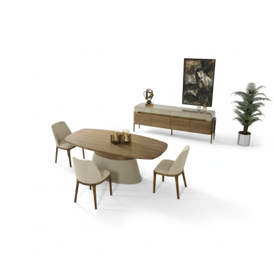 Complete eethoek eetgroep eettafel set 8-delig eetkamer bruin hout nieuw
