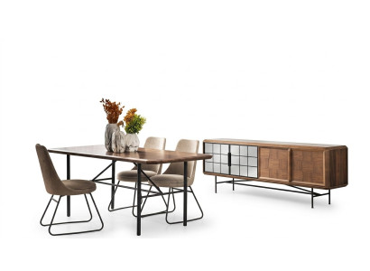 Eethoek Eetgroep Eettafel Set 8-delig Eetkamer Bruin Hout Stijlvol