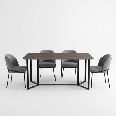 Eetkamer Eethoek Eetgroep Eettafel Set 7-delig Hout Bruin Stoelen Modern