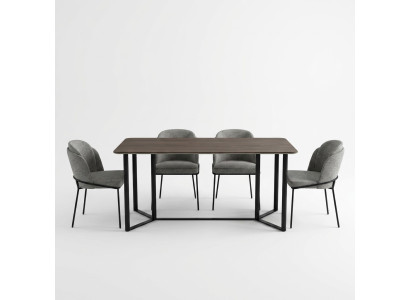 Eetkamer Eethoek Eetgroep Eettafel Set 7-delig Hout Bruin Stoelen Modern