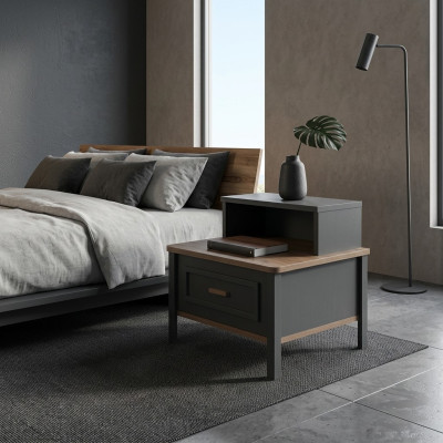 Nachtkasttafels Nachtkasttafels Hout Grijs Slaapkamer Klassiek