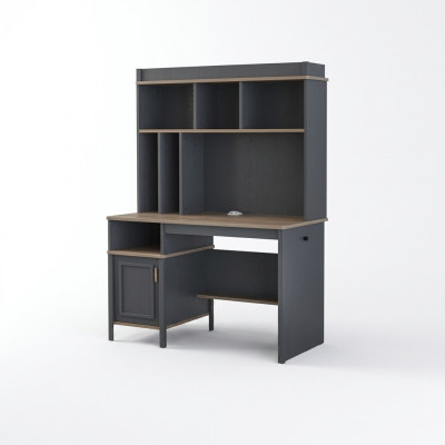 Schrijftafel Boekenplanken Bureautafel Computertafel Hout Grijs Kinderkamer