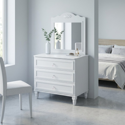 Garnituur dressoir met spiegel Hout Slaapkamer Wit Set wandtafel
