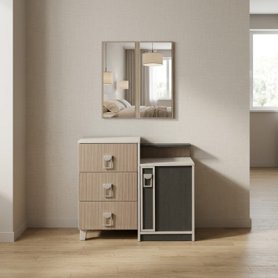 Slaapkamer commode set met spiegel van bruin hout console tafel