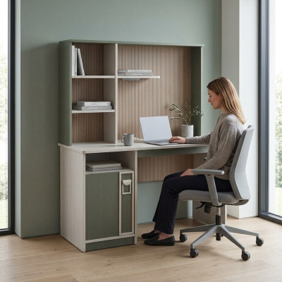 Schrijftafel Planken Computertafel Hout Grijs Kinderkamer Tafel Kinderen