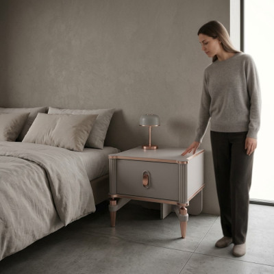 Ontwerp nachtkastje nachttafels consoles hout modern beige meisjes