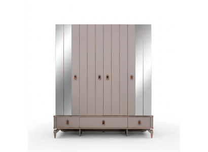 Kledingkast kinderkast houten kast kast hout beige spiegel.