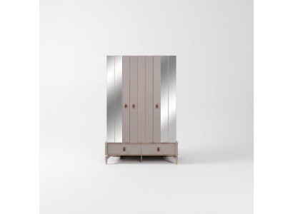 Luxe kledingkast Kinderkast Houten kast Kast Beige Spiegel