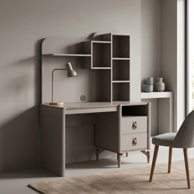Schrijftafel Kantoorbureau Computertafel Beige Kantoor meubilair Hout Tafel Planken