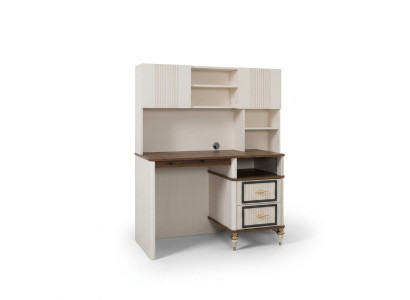 Schrijftafel Kantoor tafel Computer tafel Beige kantoormeubilair Hout Tafel Legplanken