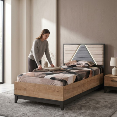 Bed 120 cm kinderbed bedframe kinderkamer bruin hout bedden nieuw
