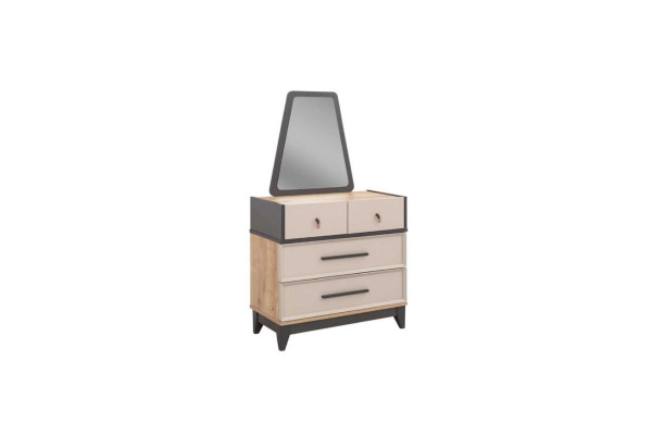 Groep commode set met spiegel hout kinderkamer beige console