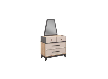 Groep commode set met spiegel hout kinderkamer beige console
