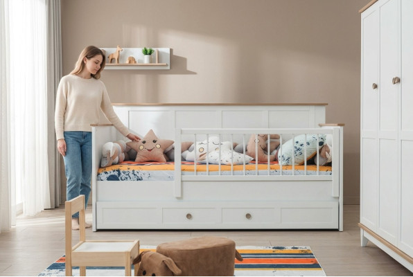 Kinderbedje Kinderbox Bedje Kribbe Wit Hout Bed Modern