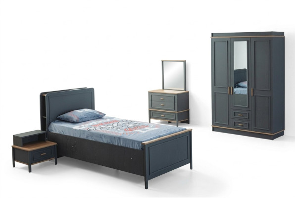 Kinderbed Kinderkamer Kindermeubelset Bed Grijs Hout Set 5-delig
