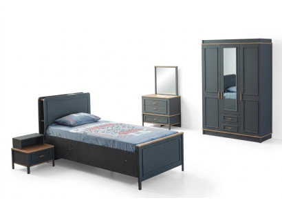 Kinderbed Kinderkamer Kindermeubelset Bed Grijs Hout Set 5-delig
