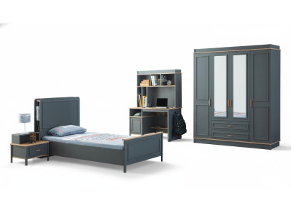 Kinderkamer meubels Kinderbed Bed Grijs Hout Set 4-delig