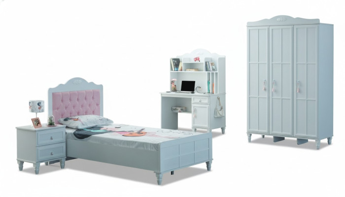 Wit groep kinderbed kindermeubels kinderkamer bed hout set 4-delig