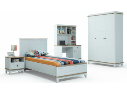 Compleet jeugdbed kindermeubels kinderbed wit hout set 4-delig modern