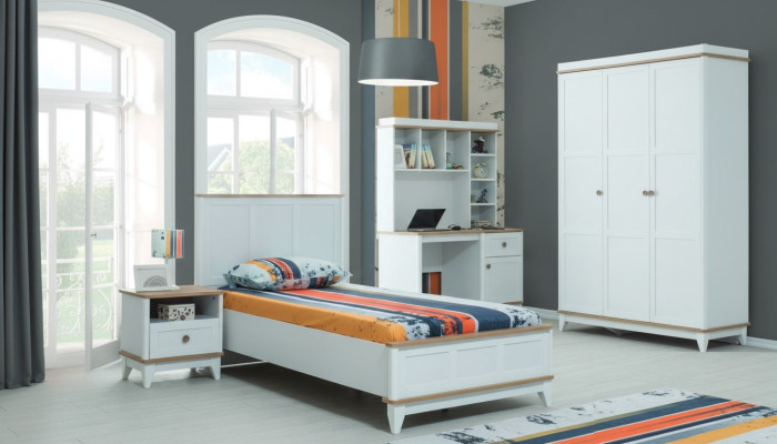 Kinderbed Kindermeubels Kinderbed Compleet Wit Hout Set 4-delig Modern