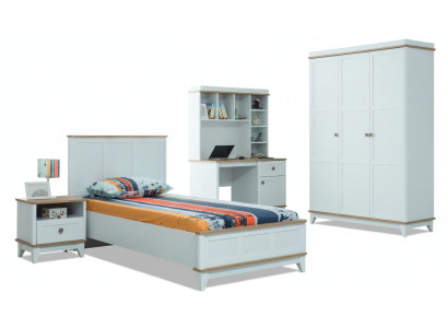 Kinderbed Kindermeubels Kinderbed Compleet Wit Hout Set 4-delig Modern