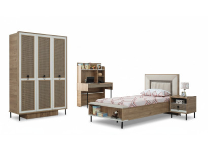 Kinderslaapkamer meubelset Kinderbed Kinderbed Bruin Houtenset 4-delig