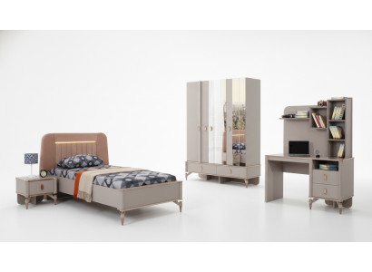 Kindermeubels Meisjes Kinderkamer Bed Kinderbed Beige Hout Set 4-delig