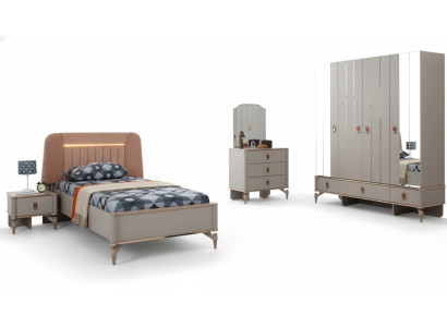 Kinderbed kindermeubels compleet beige hout set 5 stuks modern