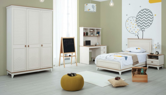 Slaapkamer sets Jeugdbed Kinderbed Wit Hout Set 4-delig Bed Modern