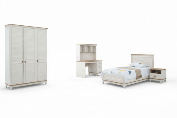 Slaapkamer sets Jeugdbed Kinderbed Wit Hout Set 4-delig Bed Modern