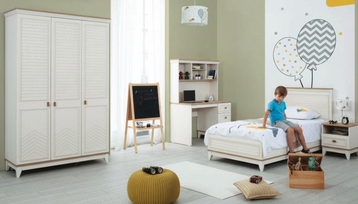 Kinderbed Slaapkamer Sets Juniorbed Wit Hout Garnituur 4-delig Bed
