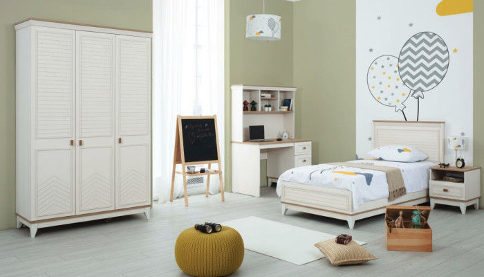 Kinderbed Slaapkamer Sets Juniorbed Wit Hout Garnituur 4-delig Bed