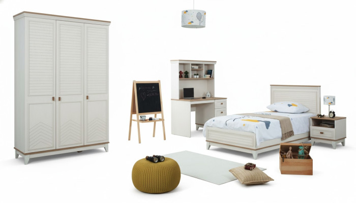 Kinderbed Slaapkamer Sets Juniorbed Wit Hout Garnituur 4-delig Bed