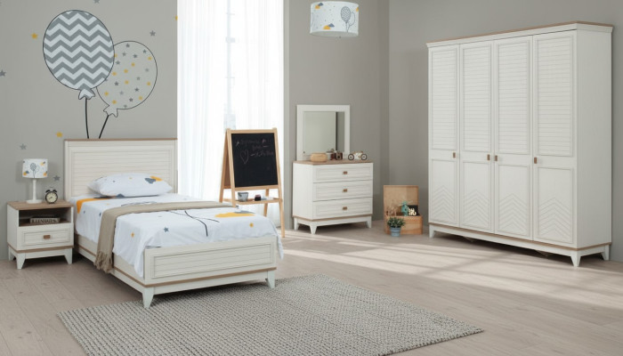Compleet kinderbed kindermeubels kinderbed wit hout set 5-delig commode