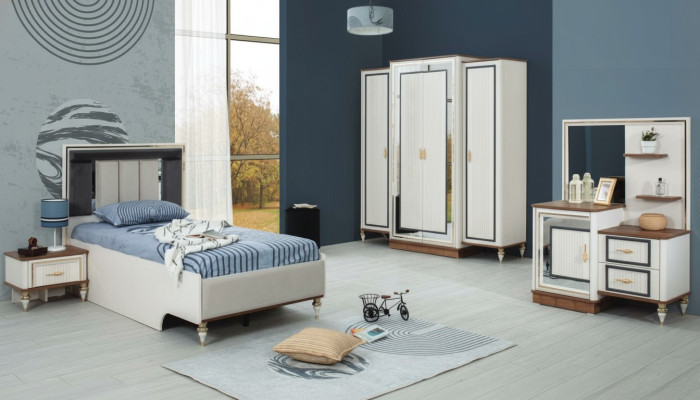 Garnituur kinderkamer bed kinderbed kindermeubels wit hout set 5-delig