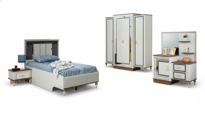 Garnituur kinderkamer bed kinderbed kindermeubels wit hout set 5-delig