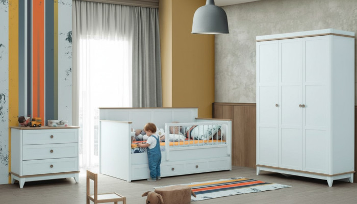 Kinderbox Kinderbedset Bedje Wit Hout Set 3-delig