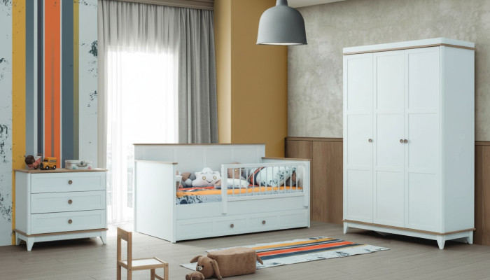 Kinderbox Kinderbedset Bedje Wit Hout Set 3-delig