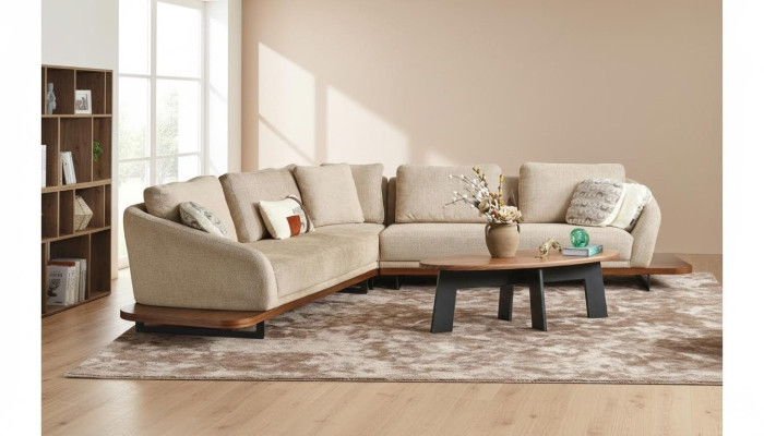 Bankstel Hoekbank L-vorm Bank Woonlandschap Bankstellen Beige Modern