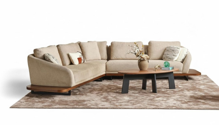 Bankstel Hoekbank L-vorm Bank Woonlandschap Bankstellen Beige Modern