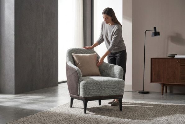 Ohrensessel Stoel Eenpersoons 1-zits stoffen stoel Grijs Design Modern