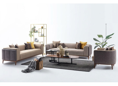 Garnituur Driepersoons Vierpersoons Fauteuil Bank Stof Beige Stoffen bankstel set 4+3+1