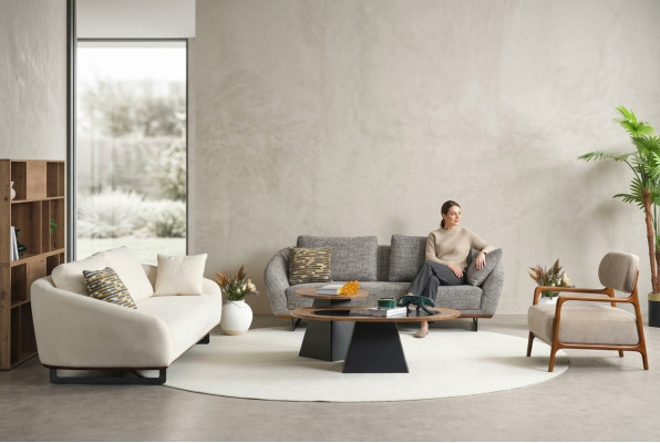 Mega set bankstellen Driezitter fauteuil bank van stof stoffen bank gestoffeerde bank 3+3+1+1
