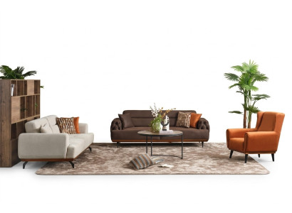 Bankstel Gestoffeerde bank Veelkleurig Driepersoons fauteuil Bank Stoffen set 3+3+1
