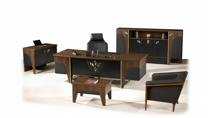 Kantoormeubelen Complete kantoor Bureau Kantoorbureau Set 4-delig Hout Bruin