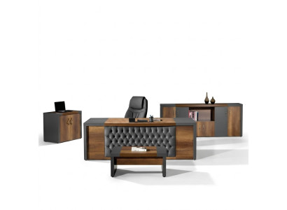 Compleet kantoor kantoormeubilair bureau bureau set 4-delig hout bruin