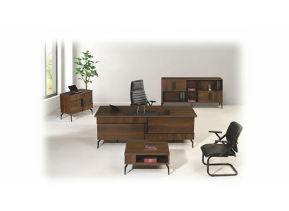 Werkkamer meubels Kantoor bureau Kantoor tafel Set 4-delig Hout Bruin