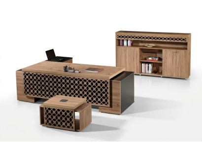 Luxe hoekbureau Compleet bureau set 3-delig Hout Bruin Kantoormeubels