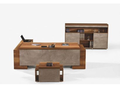 Kantoormeubelen Hoekbureautafel Compleet kantoor Bureautafel Set 3-delig Hout Bruin